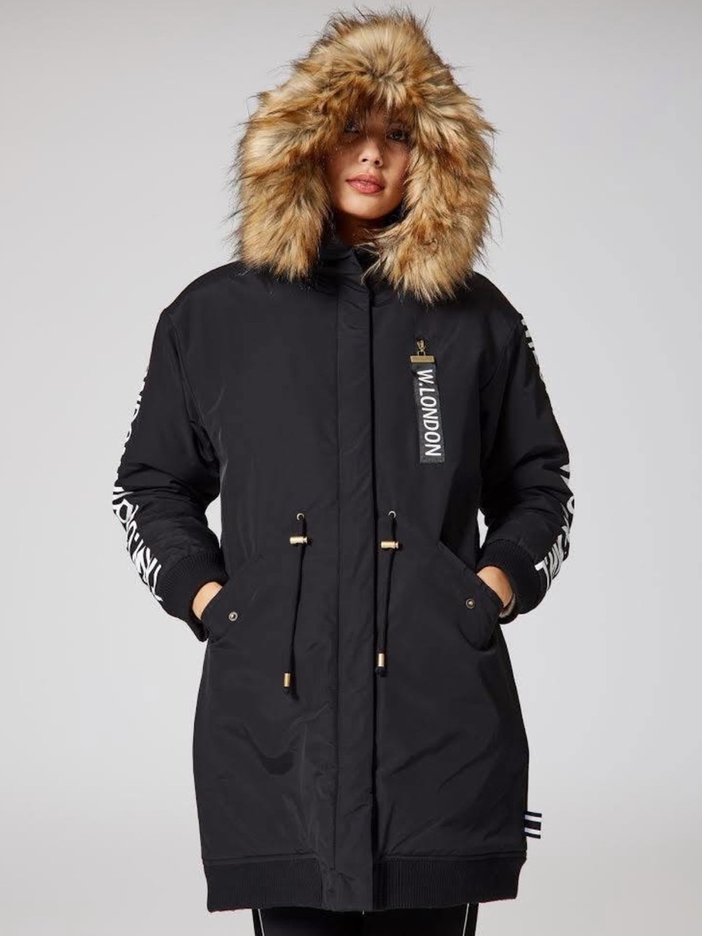 Ardene Women's Black Parka with Faux Fur Hood! L